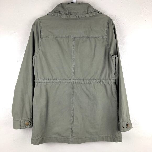 Sound Matter Green Drawstring Snap Front Lightweight Utility Anorak Jacket Coat - Picture 3 of 10